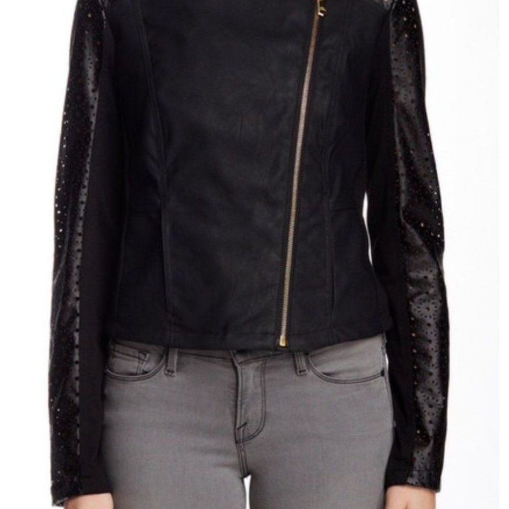SOLD ****   STEVE MADDEN New Perforated MOTO Jacket Coat  L - Picture 6 of 11